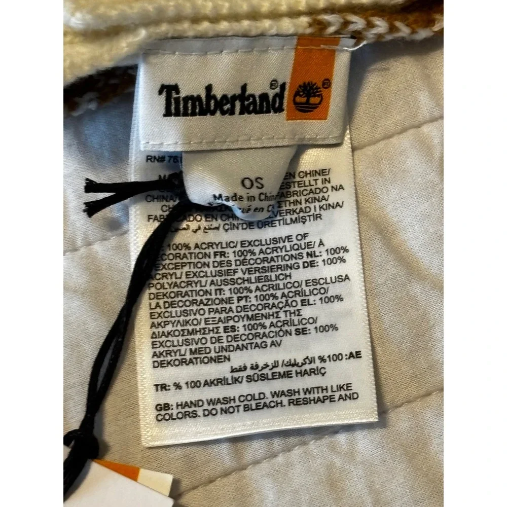Timberland Brown Cream Plaid Knit Scarf OS New With Tags MSRP $60